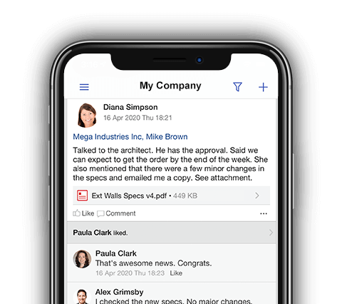 Teamgram CRM mobile app